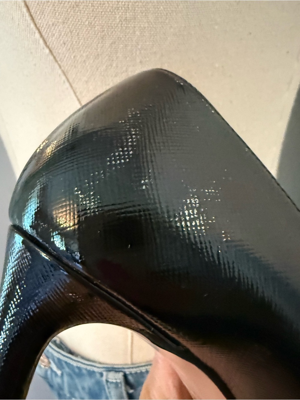 Prada Black Patent Textured Pointed-Toe Pumps Size: EU 41.5 Originally $1,100+! - Picture 11 of 12